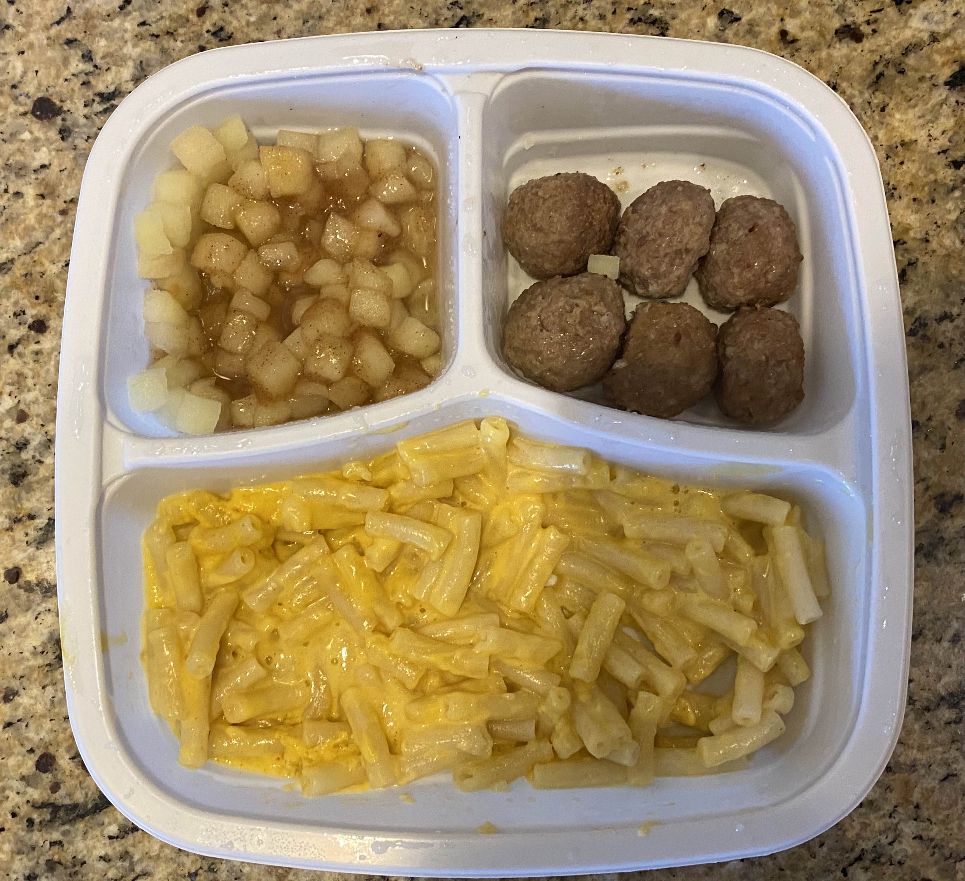 Macaroni and Cheese Dinner: Mac and Cheese with Meatballs and Apples